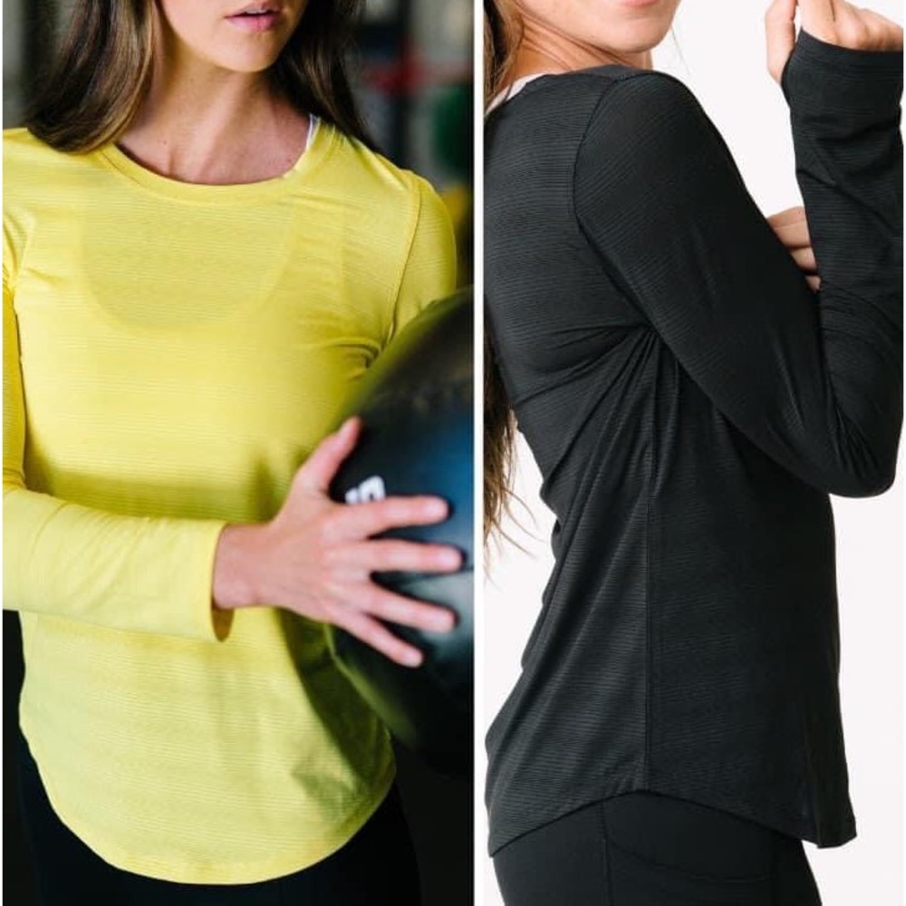 Subtle stripe (black) long sleeve - thin silky fabric - Thumbholes! Size XL